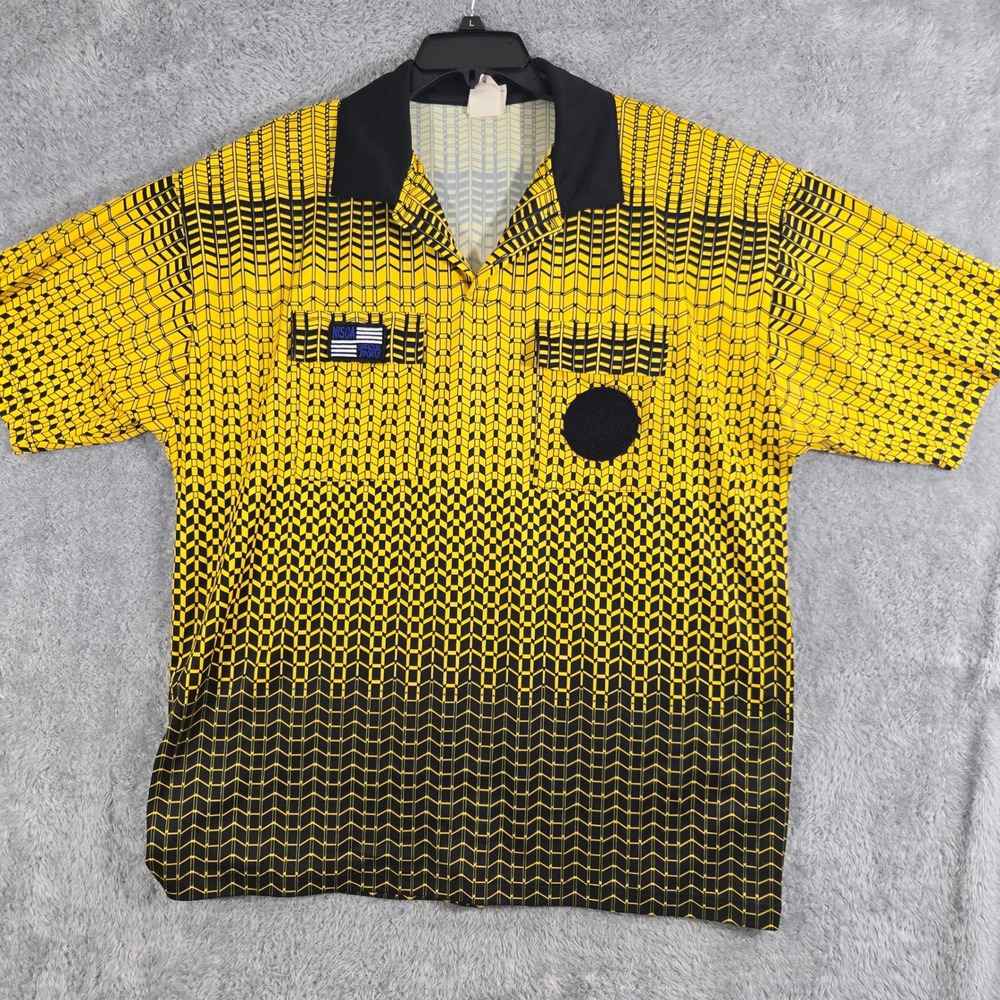 Official Sports NISOA Soccer Referee Jersey Yellow Black Chevron Mens XL